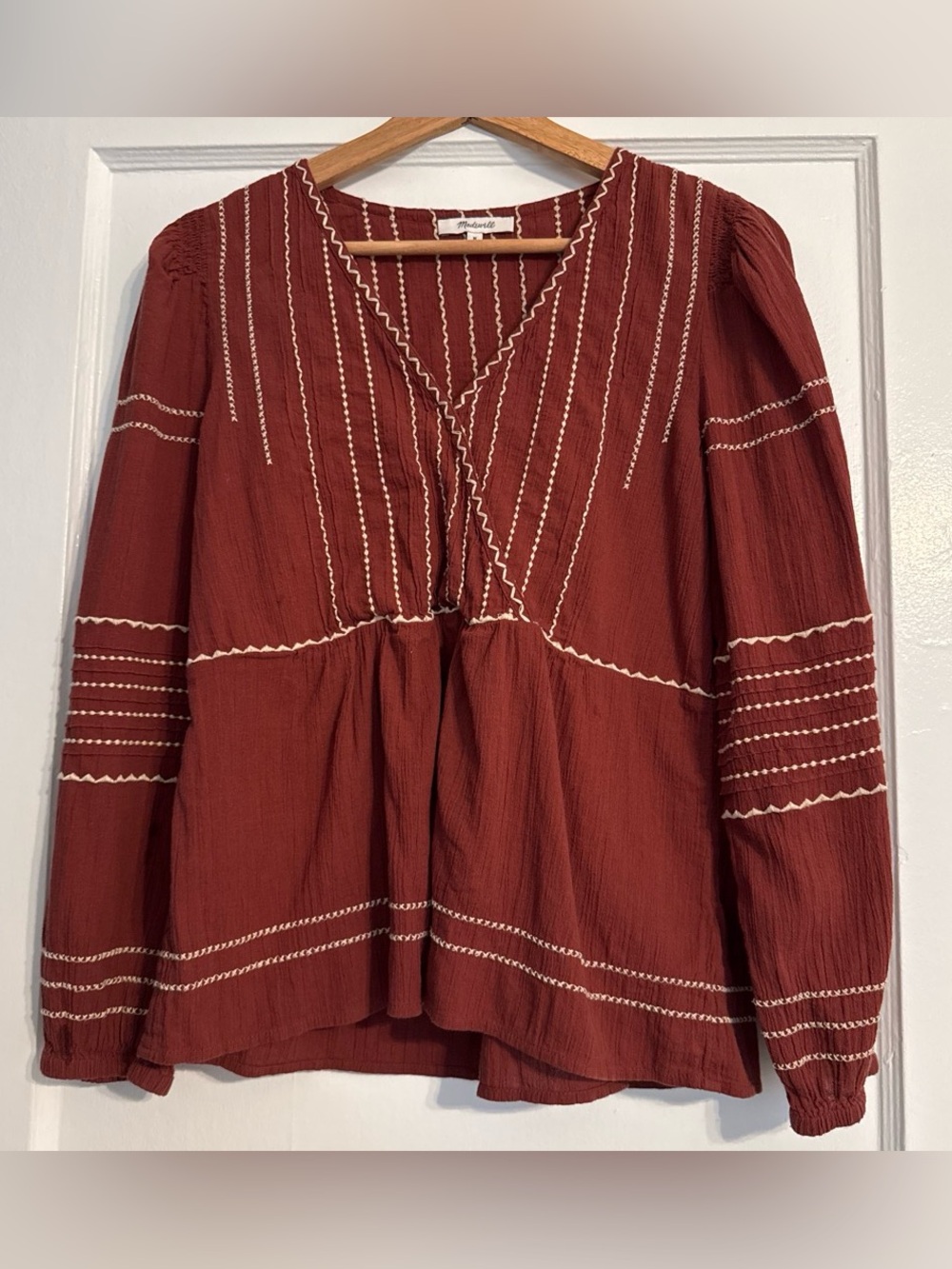 MADEWELL brown embroidered shirt size M